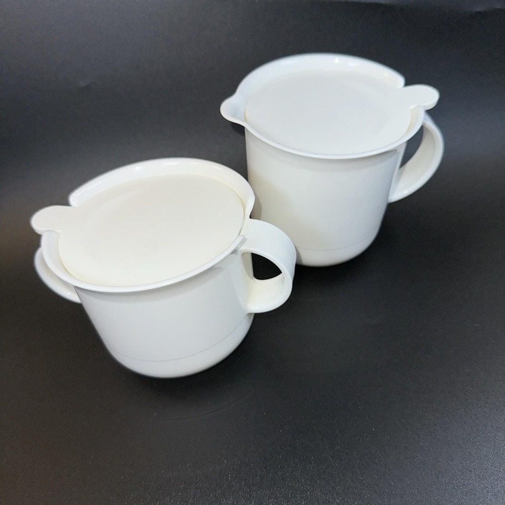 Vintage TUPPERWARE Sugar Bowl & Cream Creamer Set White 1990 2309A & 2310A NOS